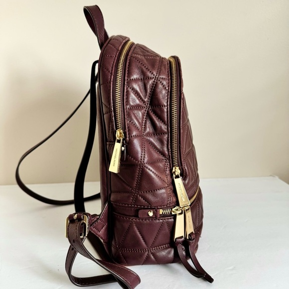 Michael Kors Rhea Medium Quilted Leather Backpack In Barolo - Picture 12 of 16